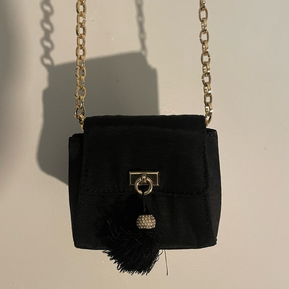 Talbots Handbags - Talbots black and gold dressy purse with tassel